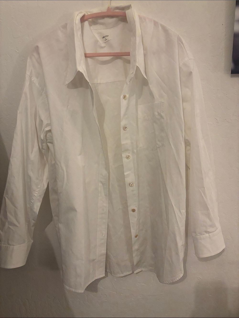 White Long-Sleeve Button-Up Dress Shirt